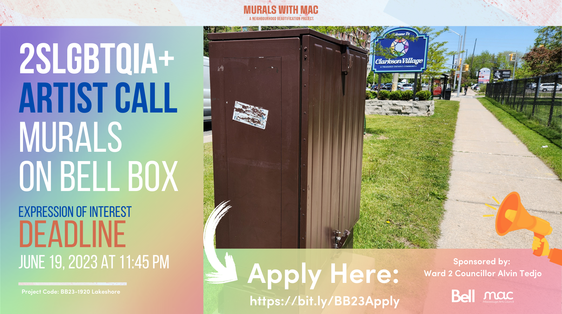 Mississauga Arts Council: Call for 2SLGBTQIA+ Artists – Mural on Bell Box